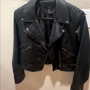 F21 Black Edgy zipper leather Jacket